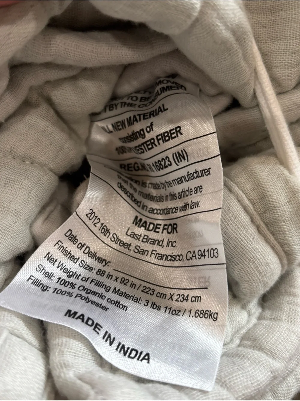 Organic Airy Gauze Dream Quilt Full/Queen in Mist